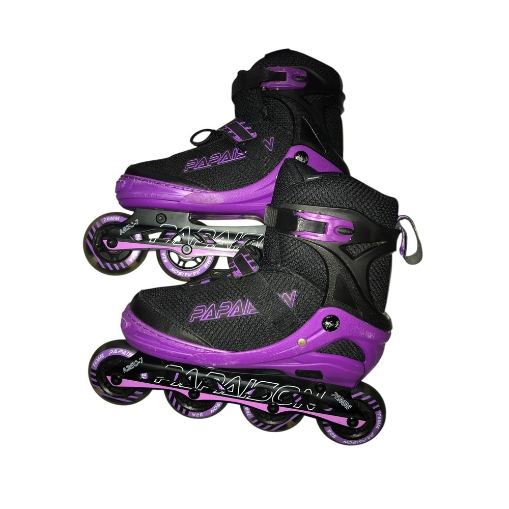 Papaison Roller Blades 72MM 82A In-line Skates Adjustable Black Pink Sz L 5-7.5